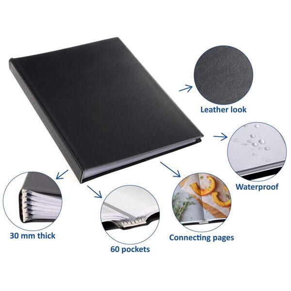 rillstab Aplankas, juodos spalvos, A4 formato, 60 skyrelių