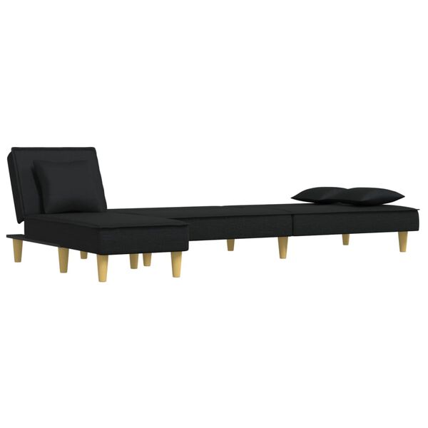 vidaXL L formos sofa-lova, juodos spalvos, 255x140x70cm, audinys