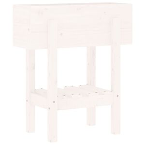 vidaXL Sodo lovelis, baltas, 62x30x69cm, pu&scaron;ies medienos masyvas