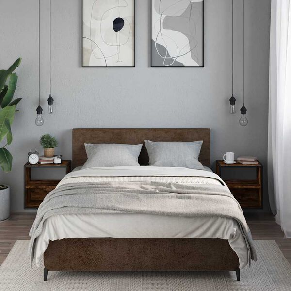 vidaXL Sieninės naktinės spintelės, 2vnt., dūminio, 40x31x39,5 cm