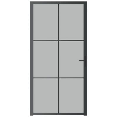 vidaXL Vidaus durys, juodos, 102,5x201,5cm, matinis stiklas/aliuminis