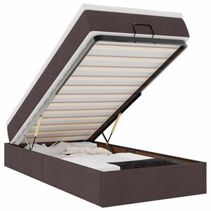 vidaXL Osmanų lovos rėmas su čiužiniu, rudas, 100x200cm, audinys