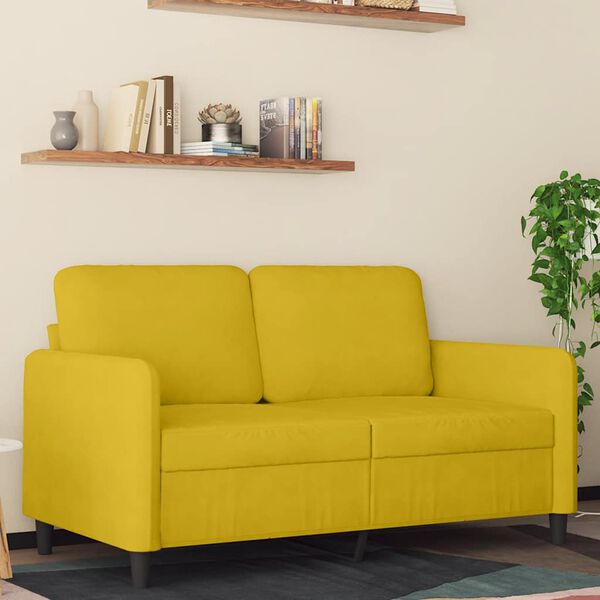 vidaXL Dvivietė sofa, geltonos spalvos, 120cm, aksomas