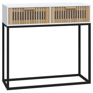 vidaXL Konsolinis staliukas, baltas, 80x30x75cm, mediena ir geležis