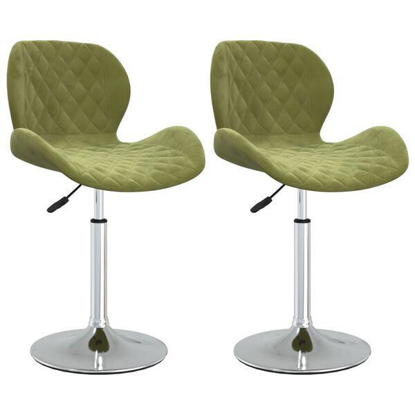 vidaXL Pasukamos valgomojo kėdės, 2vnt., &scaron;viesiai žalios, aksomas