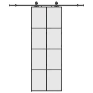 vidaXL Stumdomos durys su įrangos rinkiniu, juodas, 76x205 cm, ESG ir