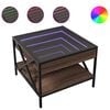 vidaXL Kavos staliukas su Infinity LED lemputėmis, rudas, 50x50x38cm