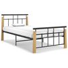 vidaXL Lovos rėmas, 90x200cm, metalas ir ąžuolo medienos masyvas