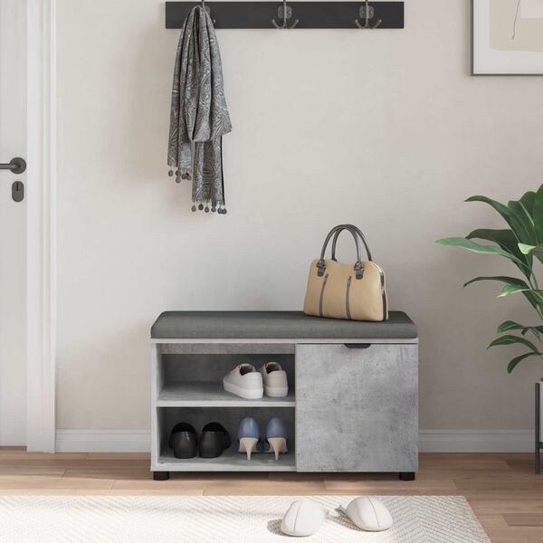 vidaXL Koridoriaus suolas su pagalve Betono Pilka 80 x 38 x 46 cm