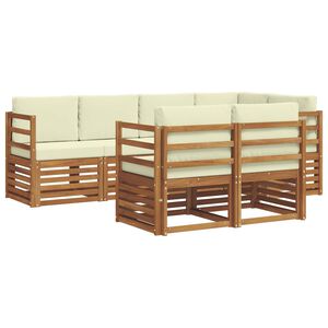 vidaXL Sekcijos sofų komplektas 7 pcs Natūralus ir grietinėlė