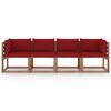 vidaXL Keturvietė sodo sofa i&scaron; palečių su pagalvėlėmis, pu&scaron;ies mediena