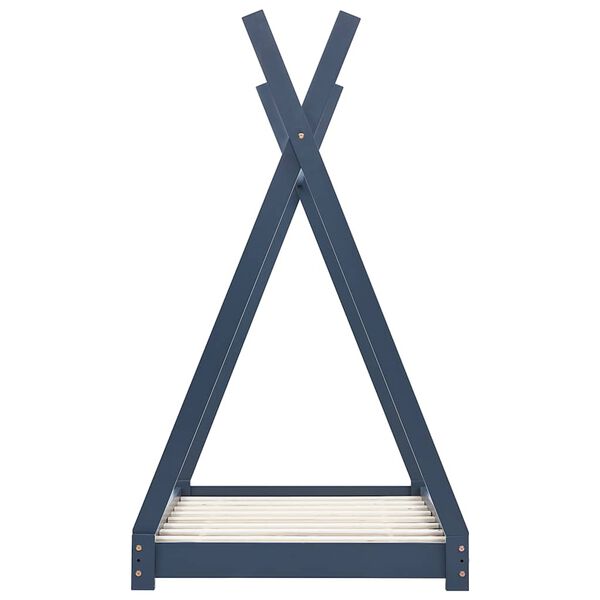 vidaXL Vaikiškos lovos rėmas, pilkas, 80x160cm, pušies masyvas