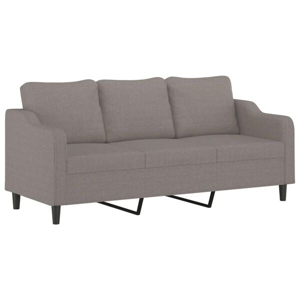 vidaXL Trivietė sofa su pakoja, taupe spalvos, 180cm, audinys
