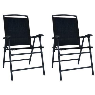vidaXL Sulankstomos sodo kėdės, 2vnt., juodos spalvos, tekstilenas