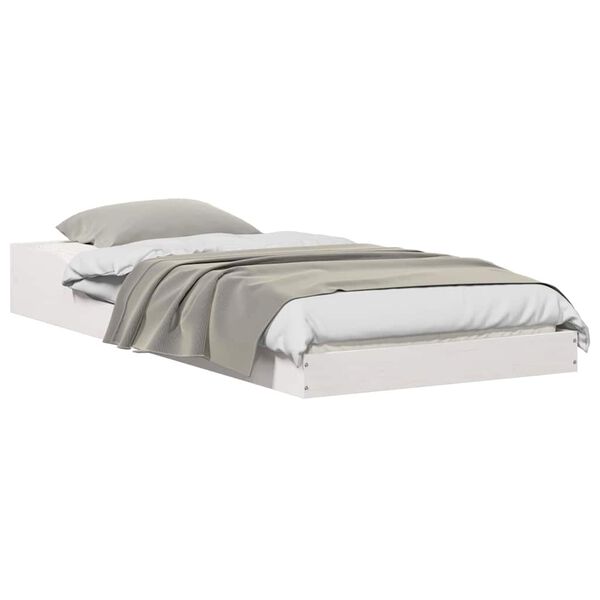vidaXL Lovos rėmas Balta 80 x 210 cm Kietos pušies mediena