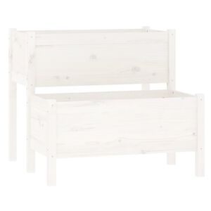 vidaXL Lovelis, baltos spalvos, 84,5x84x75cm, pu&scaron;ies medienos masyvas