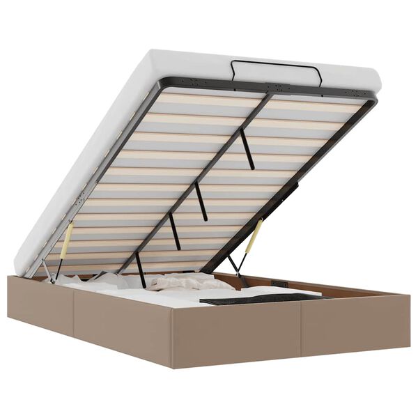 vidaXL Osmanų lovos rėmas be čiužinio, kapučino, 120x190cm, dirbt. oda