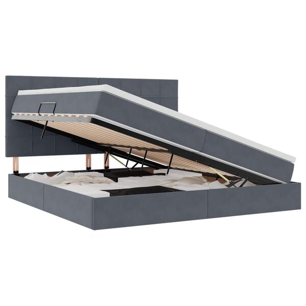 vidaXL Lova su daiktų laikymo vieta ir čiužiniu 200 x 200 cm Aksomas