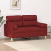 vidaXL Dvivietė sofa su pagalvėmis, raudonojo vyno, 120cm, audinys