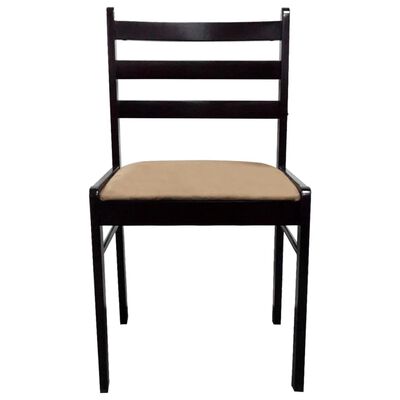 vidaXL Valgomojo kėdės, 2vnt., rudos, bukmedžio masyvas ir aksomas