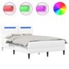 vidaXL Lovos rėmas su LED juostelėmis Balta 120 x 190 cm Dirbtinė oda