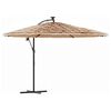 vidaXL Skėtis nuo saulės su LED/plieniniu stulpu, rudas, 246x246x230cm