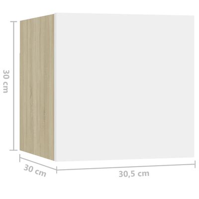 vidaXL Naktinės spintelės, 2vnt., baltos/ąžuolo, 30,5x30x30cm, MDP