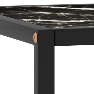 vidaXL Kavos staliukas su juodo marmuro stiklu, juodas, 90x90x50cm