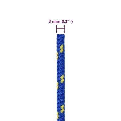 vidaXL Valties virvė, mėlynos spalvos, 3mm, 250m, polipropilenas