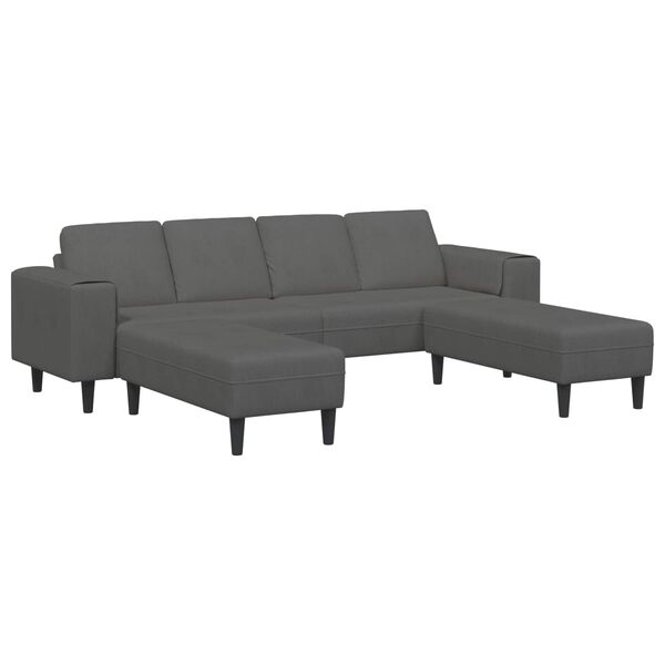 vidaXL Sofa Tamsiai pilka 250 x 188 x 76 cm Kordūrinis audinys