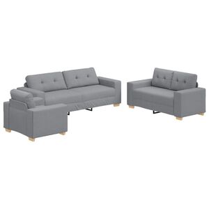 vidaXL Sofa 3 vnt. &Scaron;viesiai pilka Lino mi&scaron;inio audinys