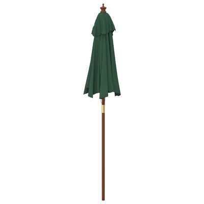 vidaXL Sodo skėtis su mediniu stulpu, žalios spalvos, 196x231cm
