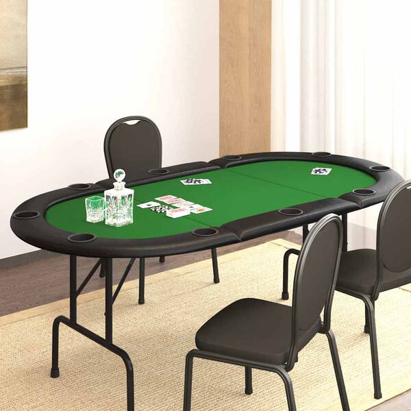 vidaXL Sulankstomas pokerio stalas, žalias, 207x106x76cm, 10 žaidėjų