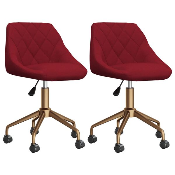 vidaXL Pasukamos valgomojo kėdės, 2vnt., vyno raudonos, aksomas