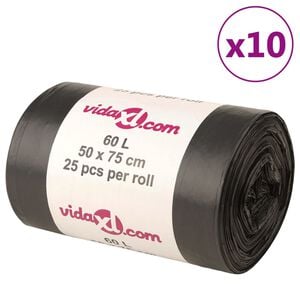 vidaXL &Scaron;iuk&scaron;lių mai&scaron;ai, 250vnt., juodos spalvos, 60l