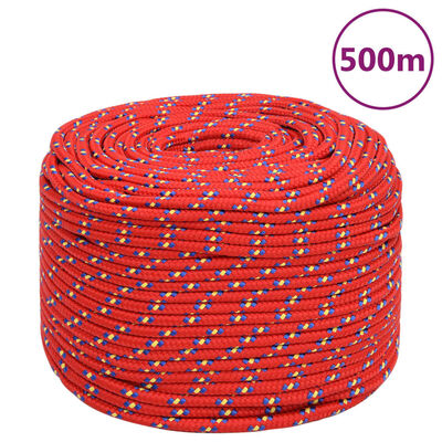 vidaXL Valties virvė, raudonos spalvos, 10mm, 500m, polipropilenas