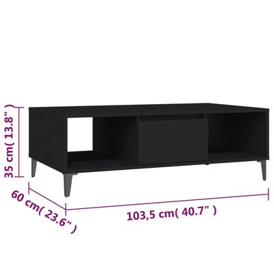 vidaXL Kavos staliukas, juodos spalvos, 103,5x60x35cm, MDP, blizgus