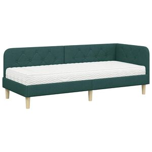vidaXL Kampinė lovos konstrukcija Tamsiai žalia 80 x 200 cm audinys