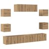 vidaXL 7 dalių sieninis televizoriaus spintelės komplektas Artisan Oak