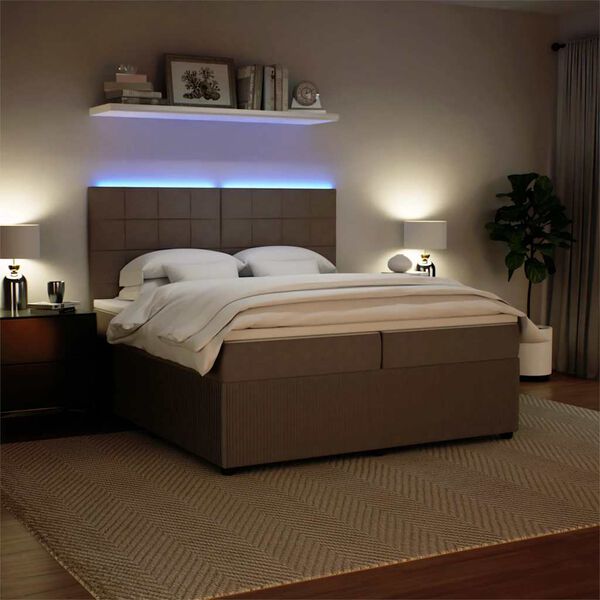 vidaXL Lova su spyruoklėmis ir čiužiniu, pilka, 200x200 cm, aksomas