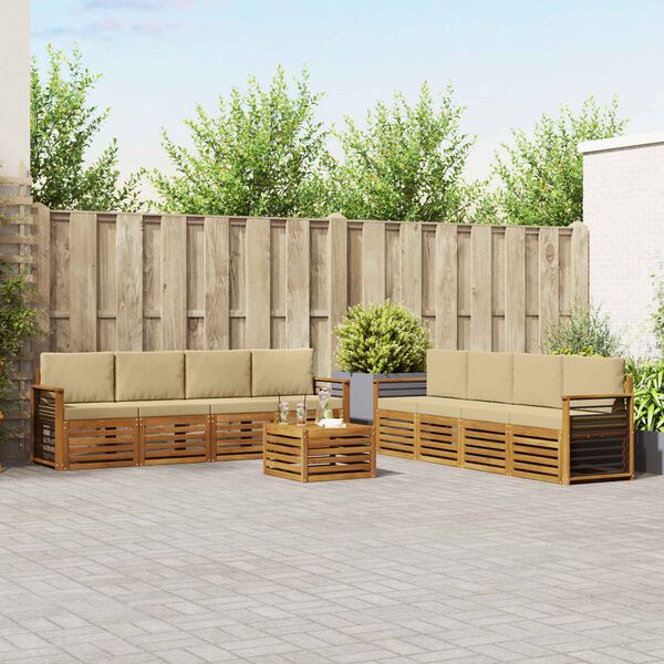 vidaXL Sofų komplektai su pagalve 9 pcs Natūralus ir bežinis