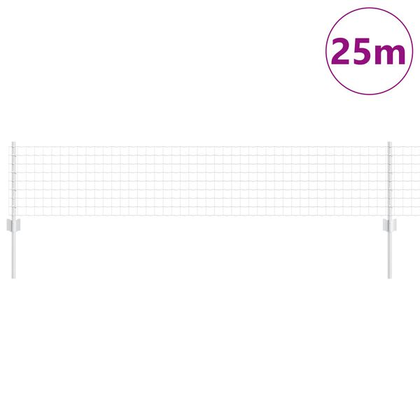 vidaXL Tvora su stulpais Sidabro 0,4 x 25 m Plienas