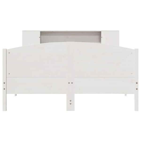 vidaXL Lova su knygų spinta be čiužinio, balta, 140x190cm, pušis