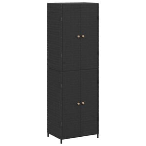 vidaXL Sodo spintelė daiktams, juoda, 59x40x180cm, poliratanas