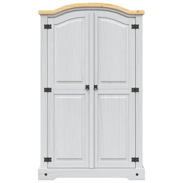 vidaXL Drabužių spinta, balta, meksikinė pušis, Corona, 2 durų