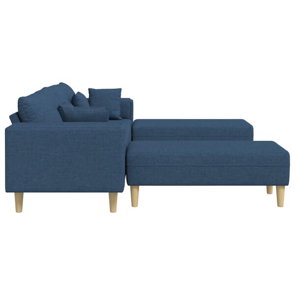 vidaXL Sofa su pagalve 3 pcs Mėlyna audinys