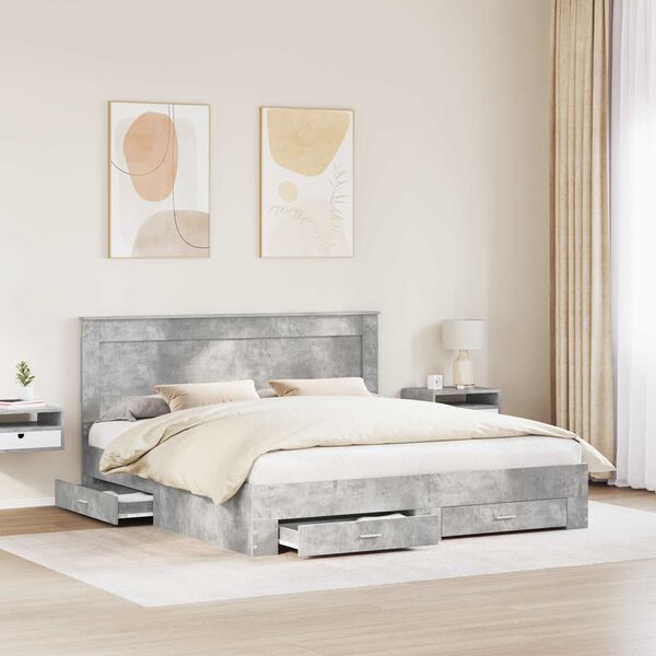 vidaXL Lovos rėmas su stalčių su galvūgalio Apdirbta mediena