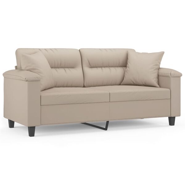 vidaXL Dvivietė sofa su pagalvėmis, kreminė, 140cm, audinys