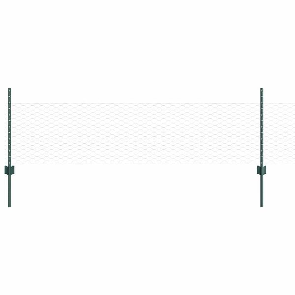 vidaXL Tvora su stulpais Žalia 0,5 x 10 m Plienas ir PVC
