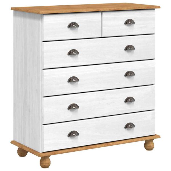 vidaXL Komoda ASKIM Balta 91 x 40 x 95,5 cm Kietos pu&scaron;ies mediena